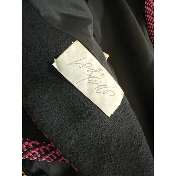 Vintage 1970's Abe Schrader Black & Pink Bouclé Jacket With Button Pockets Size - Picture 4 of 5